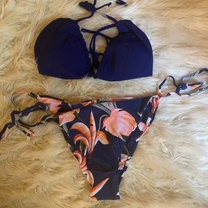 Navy Floral Bikini Set